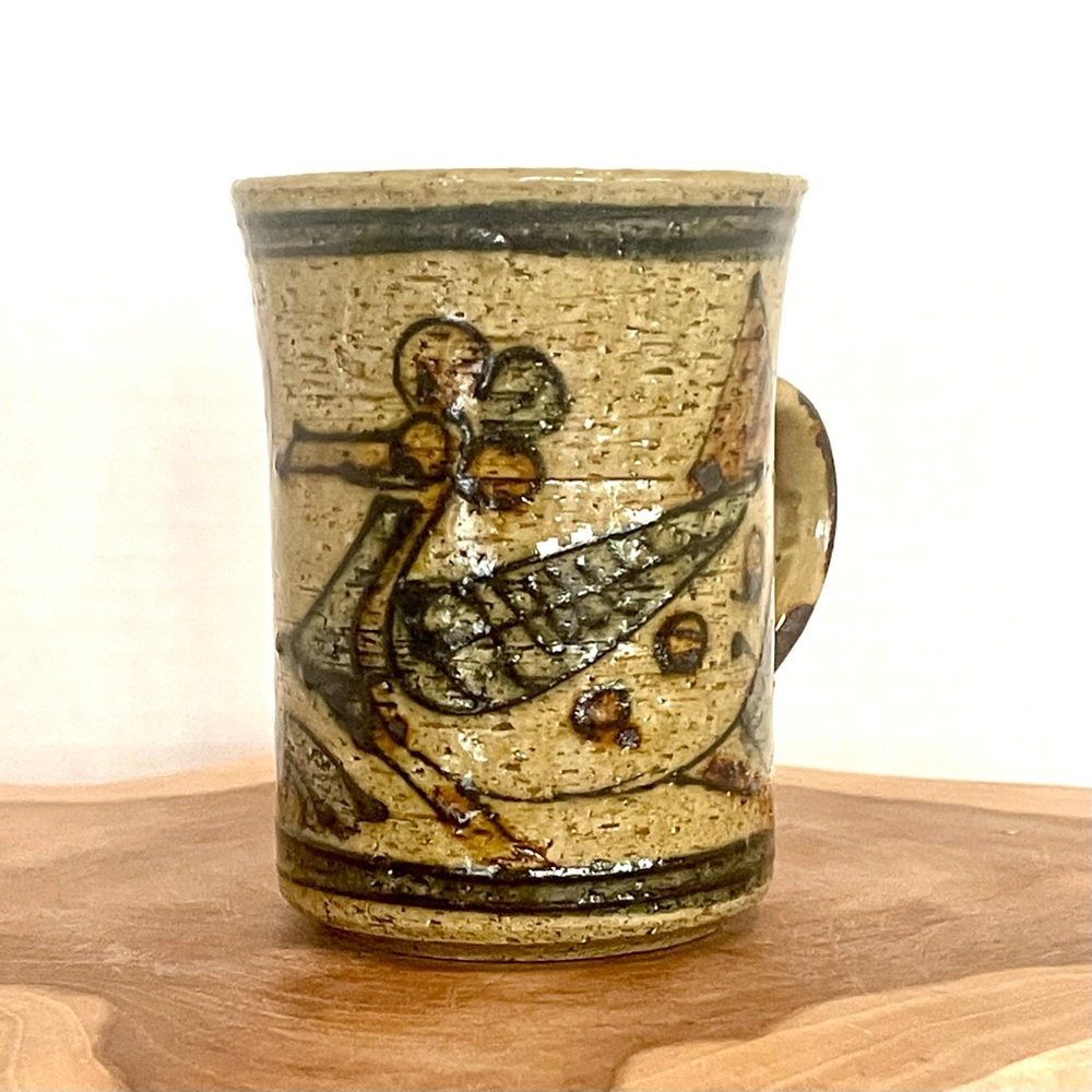 Vintage Mug Portugal Folk Art
Carved Design Pottery